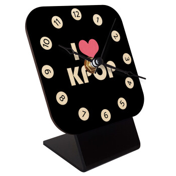 I Love KPOP, Επιτραπέζιο ρολόι σε φυσικό ξύλο (10cm)
