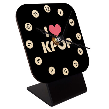 I Love KPOP, Quartz Table clock in natural wood (10cm)
