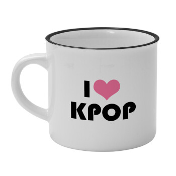 I Love KPOP, Κούπα κεραμική vintage Λευκή/Μαύρη 230ml