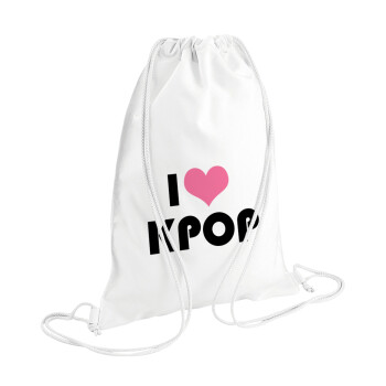 I Love KPOP, Τσάντα πλάτης πουγκί GYMBAG λευκή (28x40cm)
