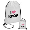 I Love KPOP, Τσάντα πουγκί με μαύρα κορδόνια (1 τεμάχιο)