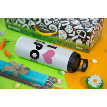 I Love KPOP, Easter candle,Travel Tumbler 2 Lids, with metal straw & cleaning brush & aromatic flat candle (30cm) (BLUE)