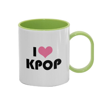 I Love KPOP, Κούπα (πλαστική) (BPA-FREE) Polymer Πράσινη για παιδιά, 330ml