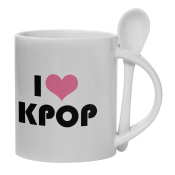 I Love KPOP, Κούπα, κεραμική με κουταλάκι, 330ml (1 τεμάχιο)
