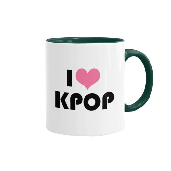 I Love KPOP, Κούπα χρωματιστή πράσινη, κεραμική, 330ml