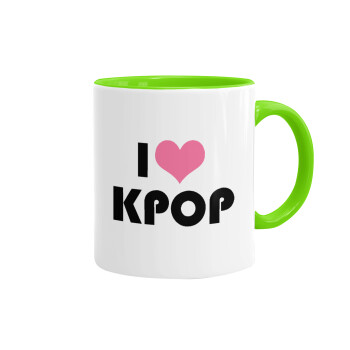 I Love KPOP, Mug colored light green, ceramic, 330ml