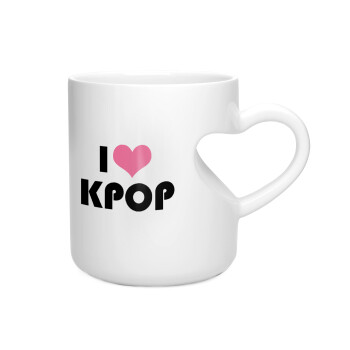 I Love KPOP, Κούπα καρδιά λευκή, κεραμική, 330ml