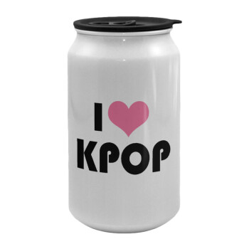 I Love KPOP, Κούπα ταξιδιού μεταλλική με καπάκι (tin-can) 500ml