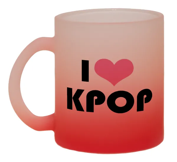 I Love KPOP — Κούπα γυάλινη δίχρωμη με βάση το κόκκινο ματ, 330ml