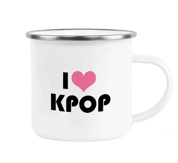 I Love KPOP — Metallic enamel cup white 360ml