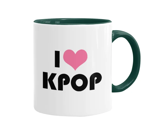 I Love KPOP — Mug colored green, ceramic, 330ml