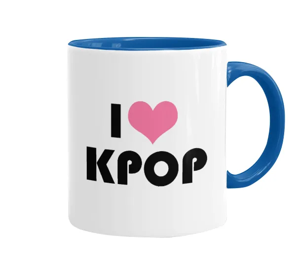 I Love KPOP — Κούπα χρωματιστή μπλε, κεραμική, 330ml