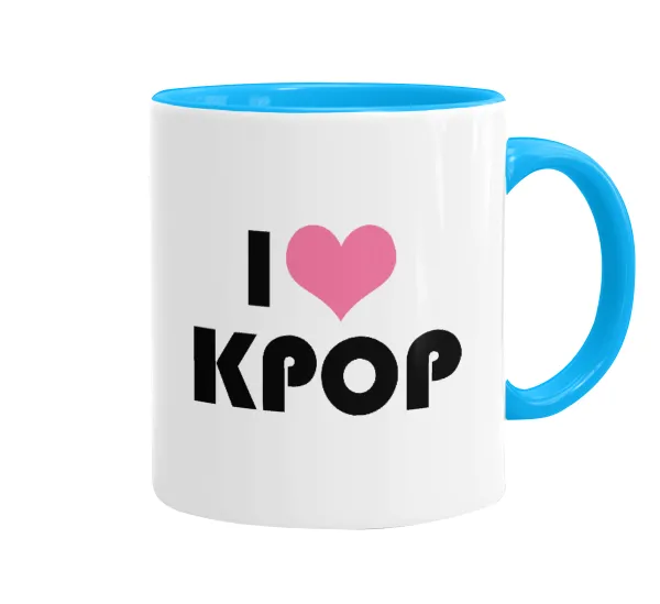 I Love KPOP — Κούπα χρωματιστή γαλάζια, κεραμική, 330ml