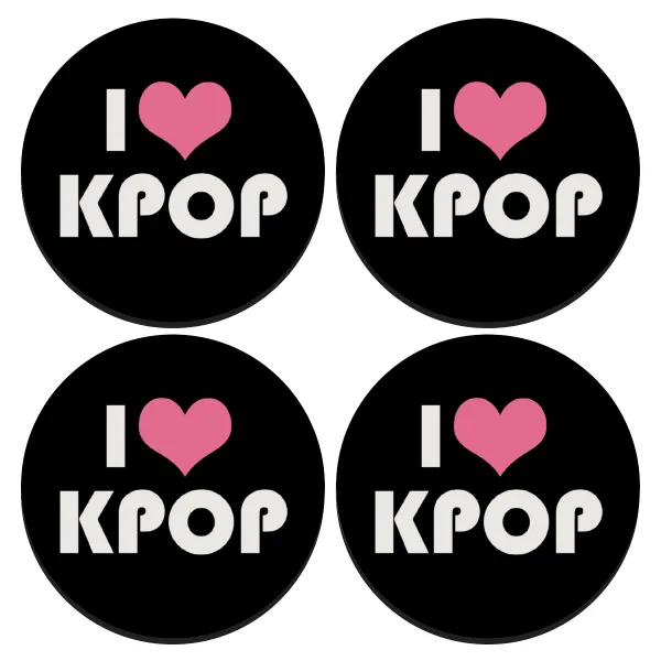 I Love KPOP — ΣΕΤ 4 Σουβέρ ξύλινα στρογγυλά (9cm)