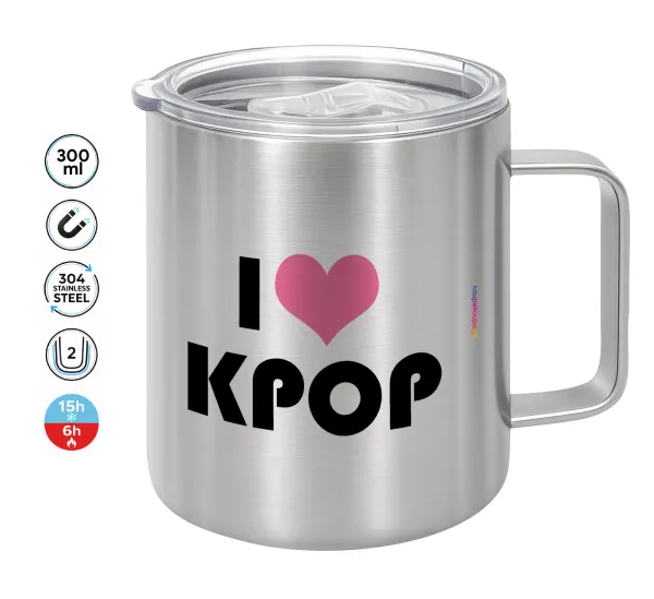 I Love KPOP — Double-walled stainless steel mug 300ml with temperature-retaining lid