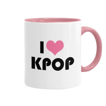 I Love KPOP, Mug colored pink, ceramic, 330ml