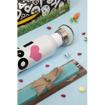 I Love KPOP, Πασχαλινή Λαμπάδα με παγούρι μεταλλικό (620ml, stainless steel) & κερί αρωματικό πλακέ (30cm) (ΤΙΡΚΟΥΑΖ)