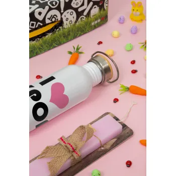 I Love KPOP, Πασχαλινή Λαμπάδα με παγούρι μεταλλικό (620ml, stainless steel) & κερί αρωματικό πλακέ (30cm) (ΡΟΖ)