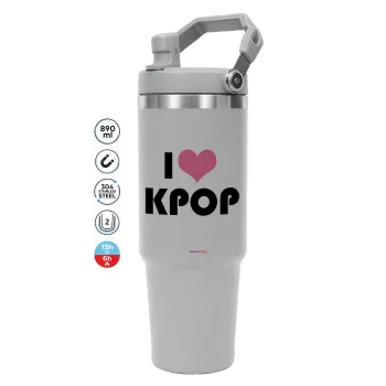 I Love KPOP, GREY color, 890ml (30oz) stainless Steel Tumbler with Handle