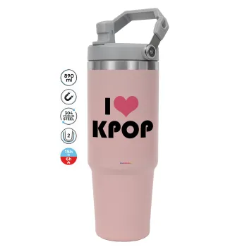 I Love KPOP, Pink color, 890ml (30oz) stainless Steel Tumbler with Handle