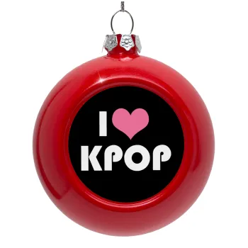 I Love KPOP, Red Christmas tree ornament bauble 8cm