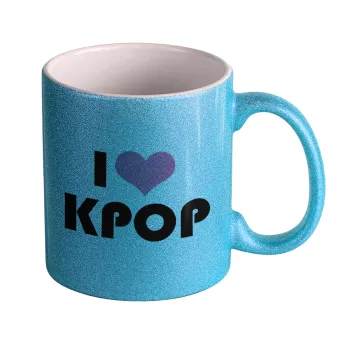 I Love KPOP, Κούπα Σιέλ Glitter που γυαλίζει, κεραμική, 330ml