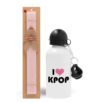 I Love KPOP, Easter Set, metallic aluminum bottle (500ml) & aromatic flat Easter candle (30cm) (PINK)