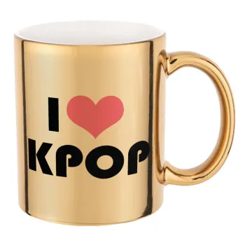 I Love KPOP, Κούπα κεραμική, χρυσή καθρέπτης, 330ml