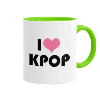I Love KPOP, Mug colored light green, ceramic, 330ml