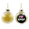 Transparent Christmas tree ball ornament with gold filling 8cm