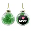 Transparent Christmas tree ball ornament with green filling 8cm