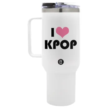 I Love KPOP, Mega Tumbler με καπάκι, διπλού τοιχώματος (θερμό) 1,2L