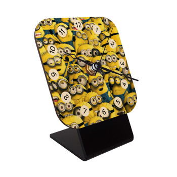 All the minions, Επιτραπέζιο ρολόι σε φυσικό ξύλο (10cm)
