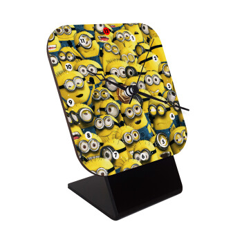 All the minions, Quartz Wooden table clock with hands (10cm)