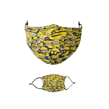 All the minions, Μάσκα υφασμάτινη παιδική πολλαπλών στρώσεων με υποδοχή φίλτρου