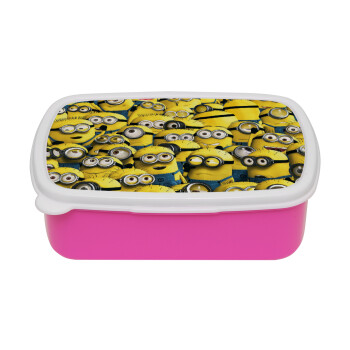 All the minions, ΡΟΖ παιδικό δοχείο φαγητού (lunchbox) πλαστικό (BPA-FREE) Lunch Βox M18 x Π13 x Υ6cm