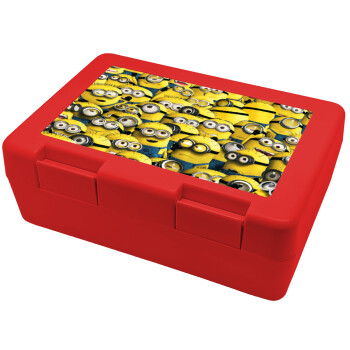All the minions, Children's cookie container RED 185x128x65mm (BPA free plastic)