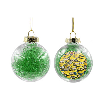 All the minions, Χριστουγεννιάτικη μπάλα δένδρου διάφανη με πράσινο γέμισμα 8cm