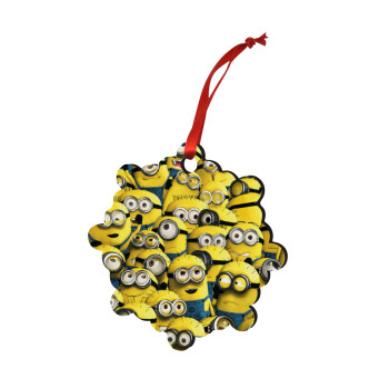 All the minions, Christmas ornament snowflake wooden 7.5cm