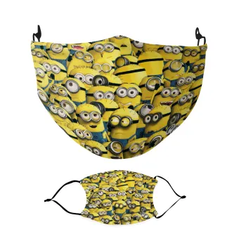 All the minions, Μάσκα υφασμάτινη Ενηλίκων πολλαπλών στρώσεων με υποδοχή φίλτρου