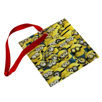 All the minions, Christmas ornament, glass square ornament 9x9cm