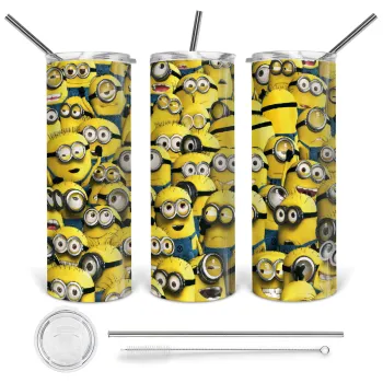 All the minions, Tumbler stainless steel 600ml, with metal straw & cleaning brush