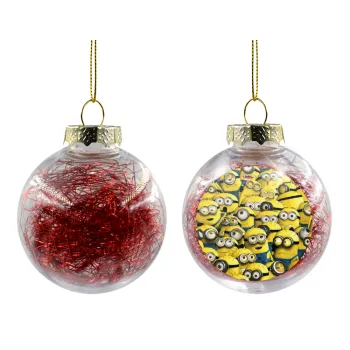 All the minions, Transparent Christmas tree ball ornament with red filling 8cm