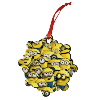All the minions, Στολίδι Χριστουγεννιάτικο στολίδι snowflake ξύλινο 7.5cm