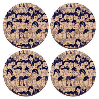 Άνθρωποι, ΣΕΤ x4 Σουβέρ ξύλινα στρογγυλά plywood (9cm)