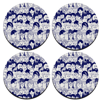 Άνθρωποι, SET of 4 round wooden coasters (9cm)