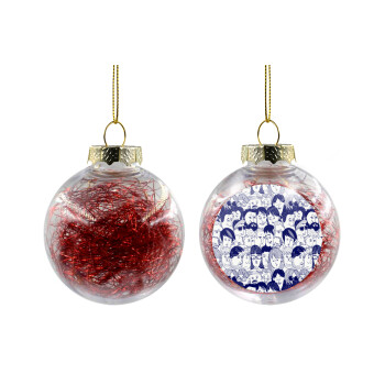 Άνθρωποι, Transparent Christmas tree ball ornament with red filling 8cm