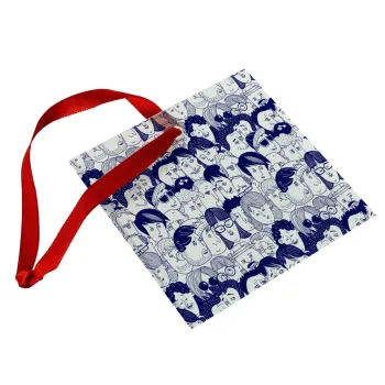 Άνθρωποι, Christmas ornament, glass square ornament 9x9cm