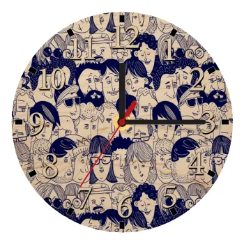 Άνθρωποι, Ρολόι τοίχου ξύλινο plywood (20cm)