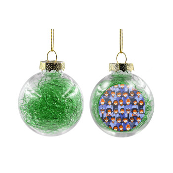 Επιδημία, Χριστουγεννιάτικη μπάλα δένδρου διάφανη με πράσινο γέμισμα 8cm